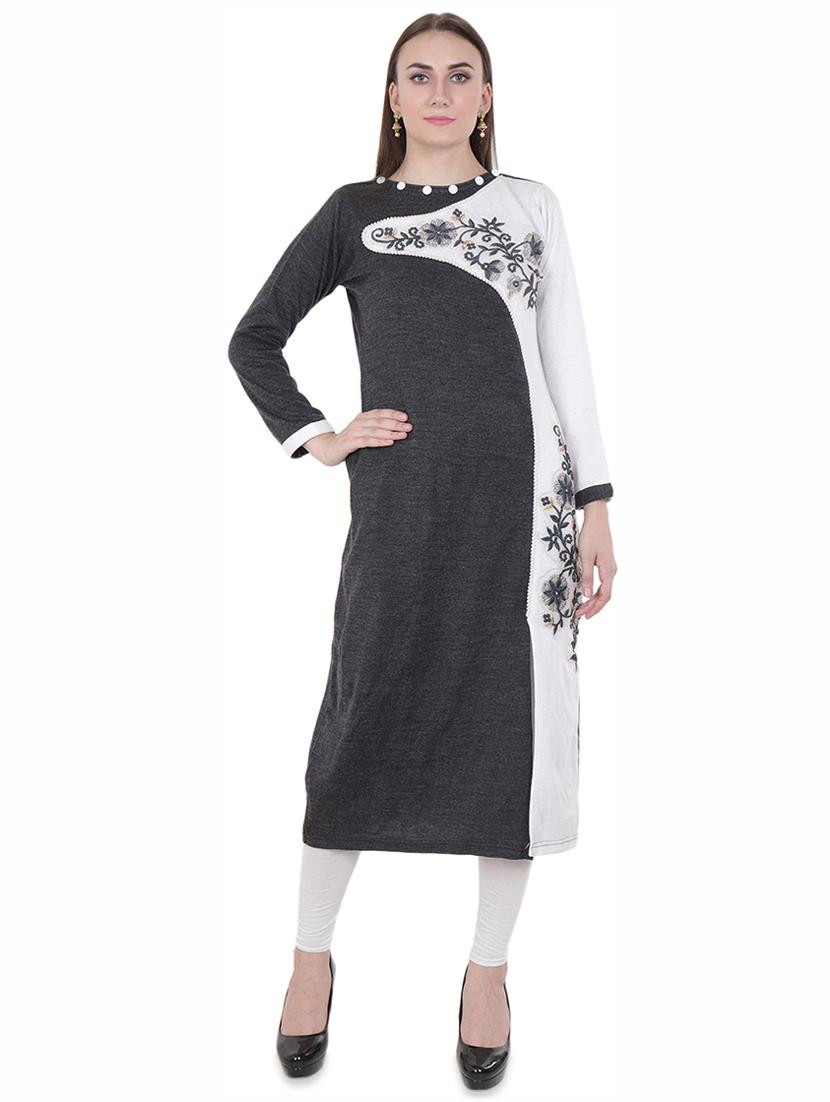 contrast woolen kurta - 16637533 - Zoom Image - 1