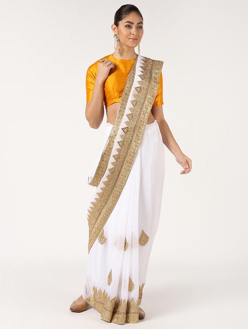 zardosi work saree with blouse - 16637550 - Standard Image - 1
