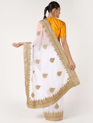 zardosi work saree with blouse - 16637550 - Standard Image - 2