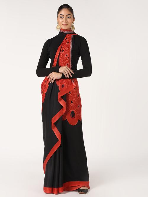 geometric printed saree with blouse - 16637559 - Standard Image - 1