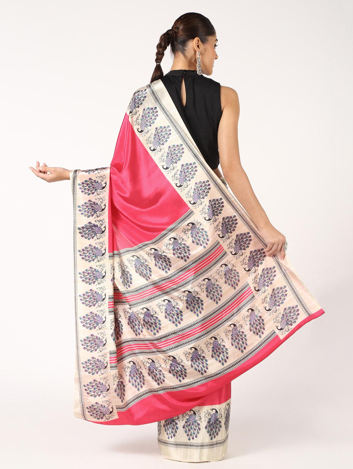 bordered printed saree with blouse - 16637561 - Zoom Image - 2