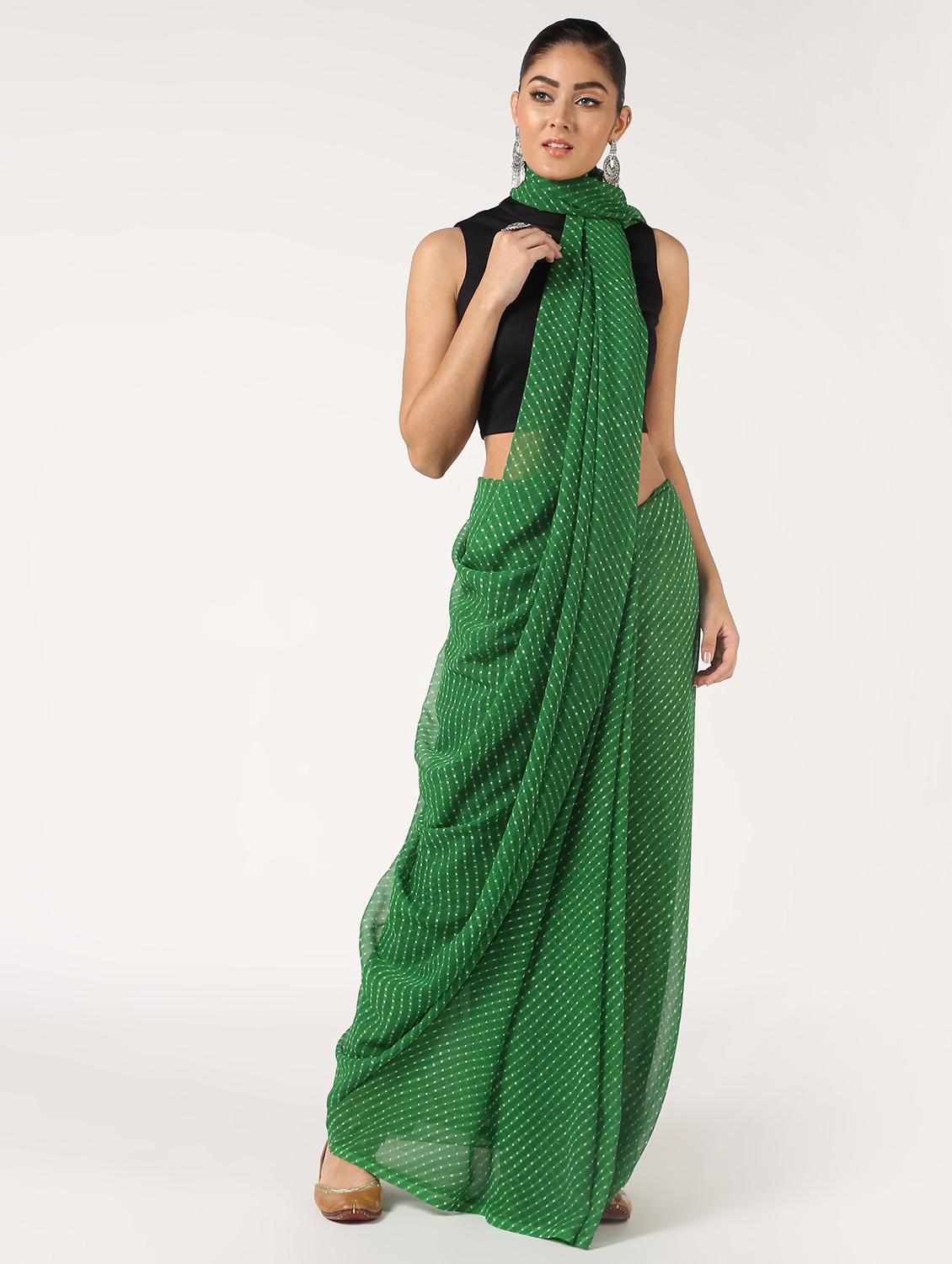 leheriya printed saree with blouse - 16637567 - Zoom Image - 1