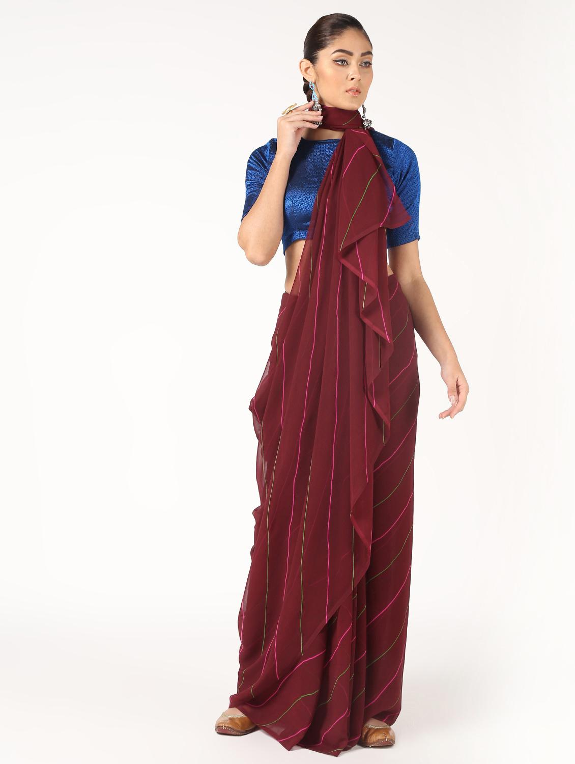 leheriya printed saree with blouse - 16637568 - Zoom Image - 1