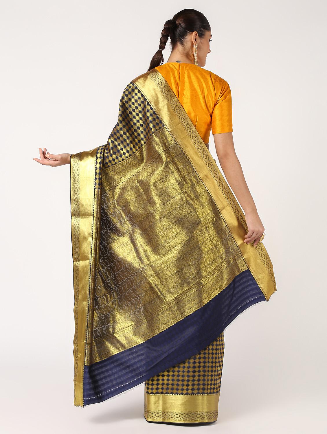 zari work kanjivaram saree with blouse - 16637587 - Zoom Image - 2