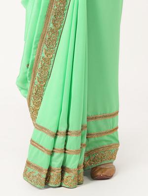 gold embroidered saree with blouse - 16637600 - Standard Image - 3