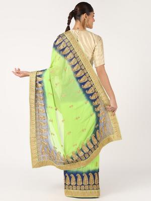 gold embroidered saree with blouse - 16637610 - Standard Image - 2