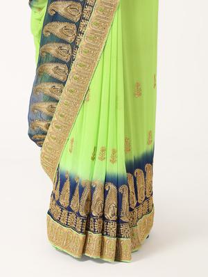 gold embroidered saree with blouse - 16637610 - Standard Image - 3