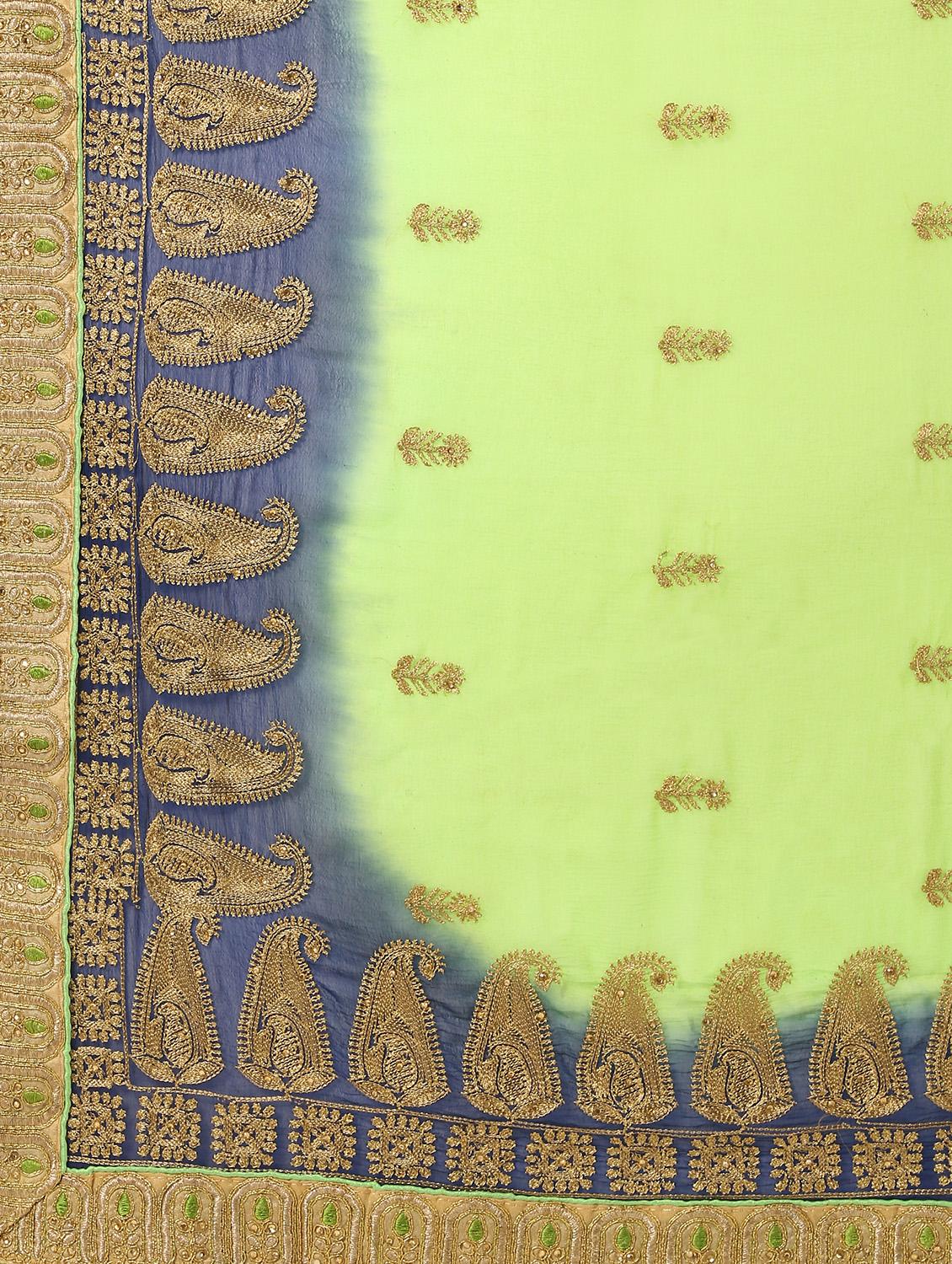gold embroidered saree with blouse - 16637610 - Zoom Image - 5