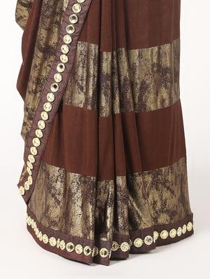 abstract lace detailed saree with blouse - 16637611 - Standard Image - 3