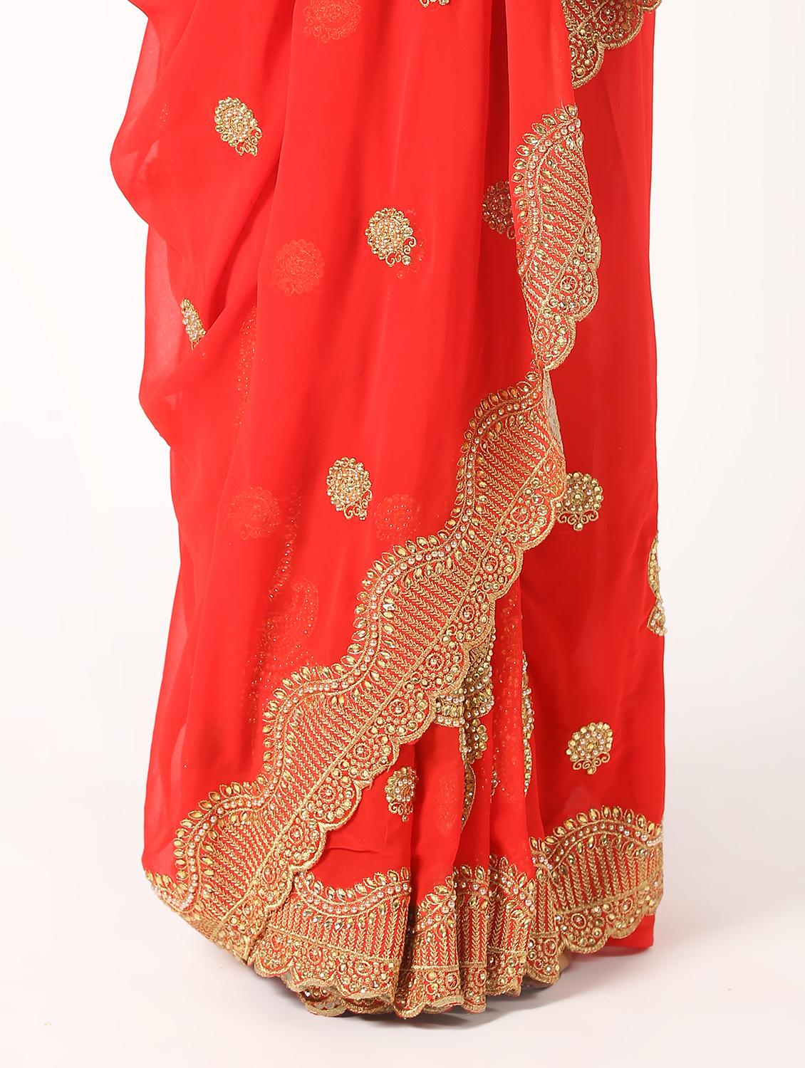 zari embroidered saree with blouse - 16637614 - Zoom Image - 3
