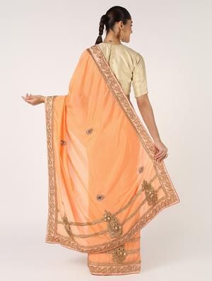 zari embroidered saree with blouse - 16637617 - Standard Image - 2