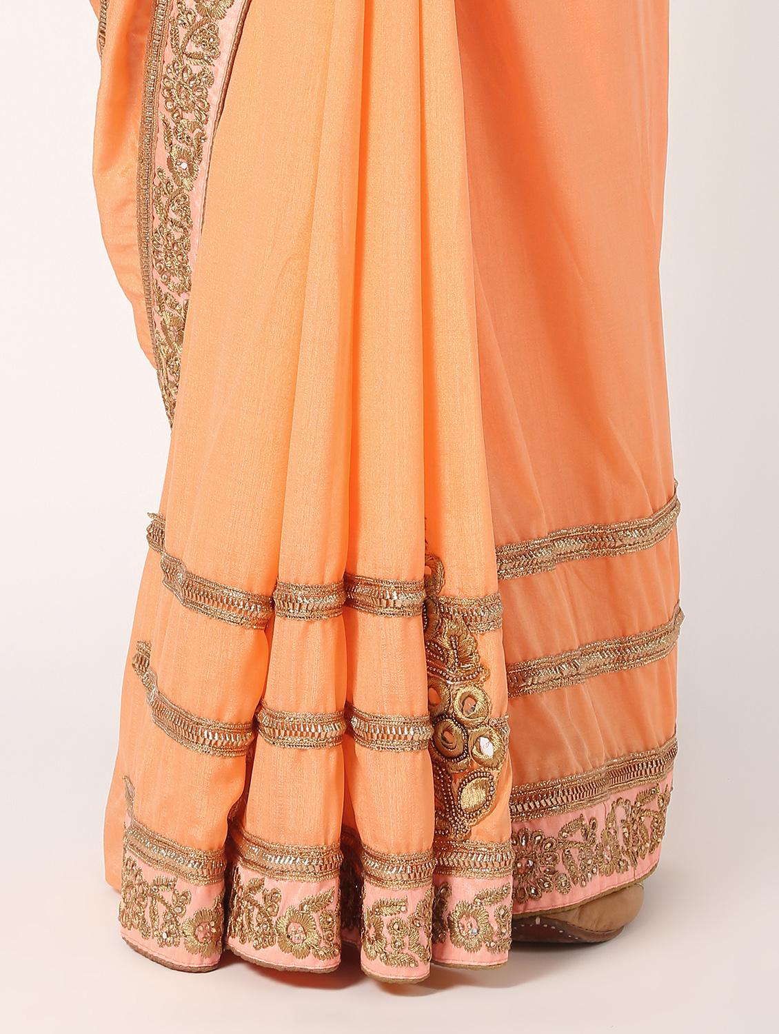 zari embroidered saree with blouse - 16637617 - Zoom Image - 3
