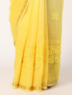 tonal embroidered saree with blouse - 16637618 - Standard Image - 3