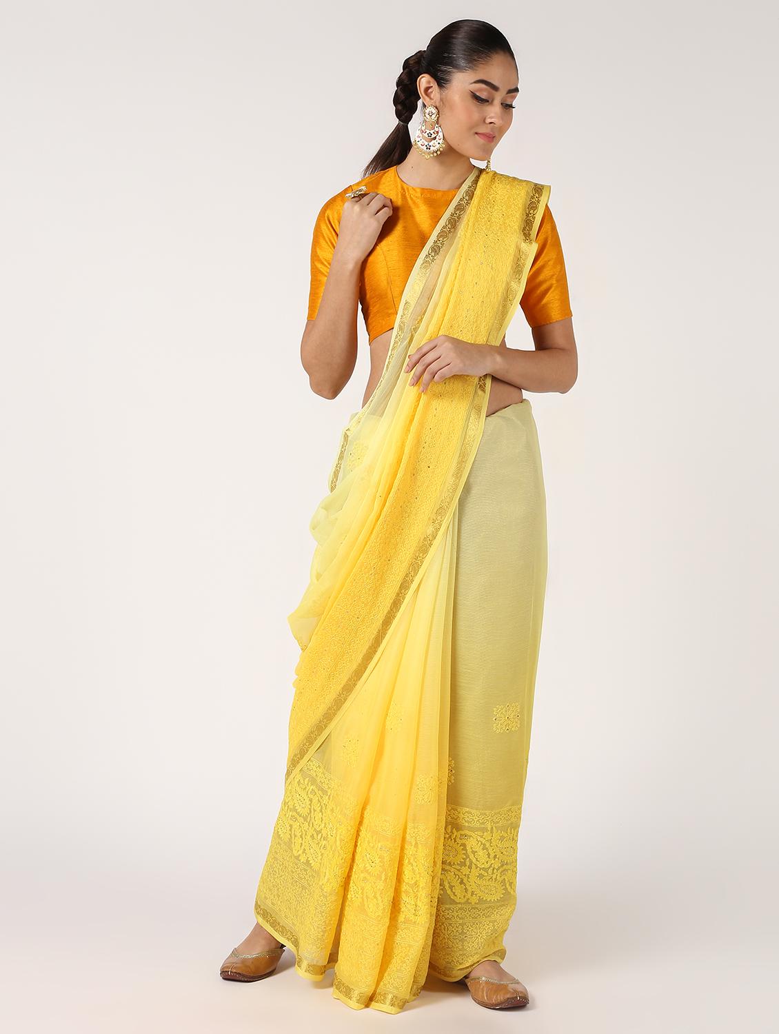 tonal embroidered saree with blouse - 16637618 - Zoom Image - 1