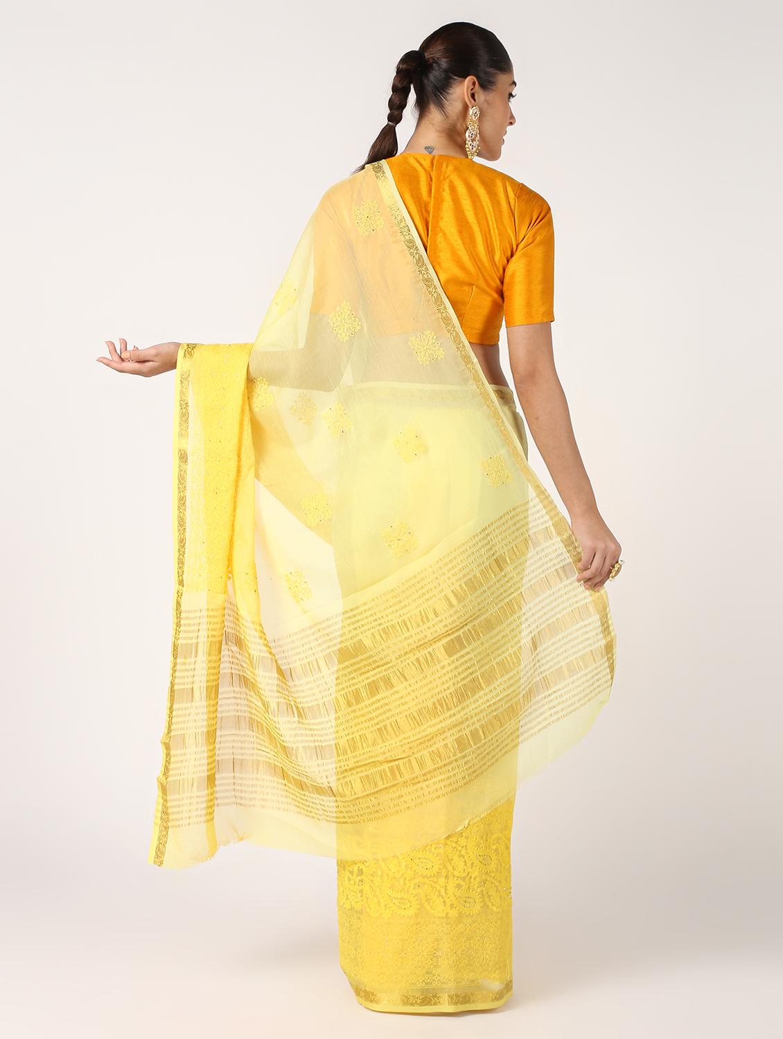 tonal embroidered saree with blouse - 16637618 - Zoom Image - 2