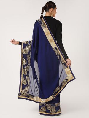 zari embroidered saree with blouse - 16637630 - Standard Image - 2