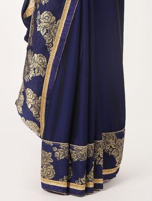 zari embroidered saree with blouse - 16637630 - Standard Image - 3