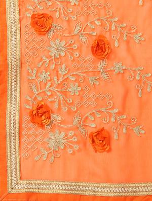 embroidered floral saree with blouse - 16637634 - Standard Image - 4