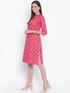 block print straight kurta - 16637680 - Standard Image - 3