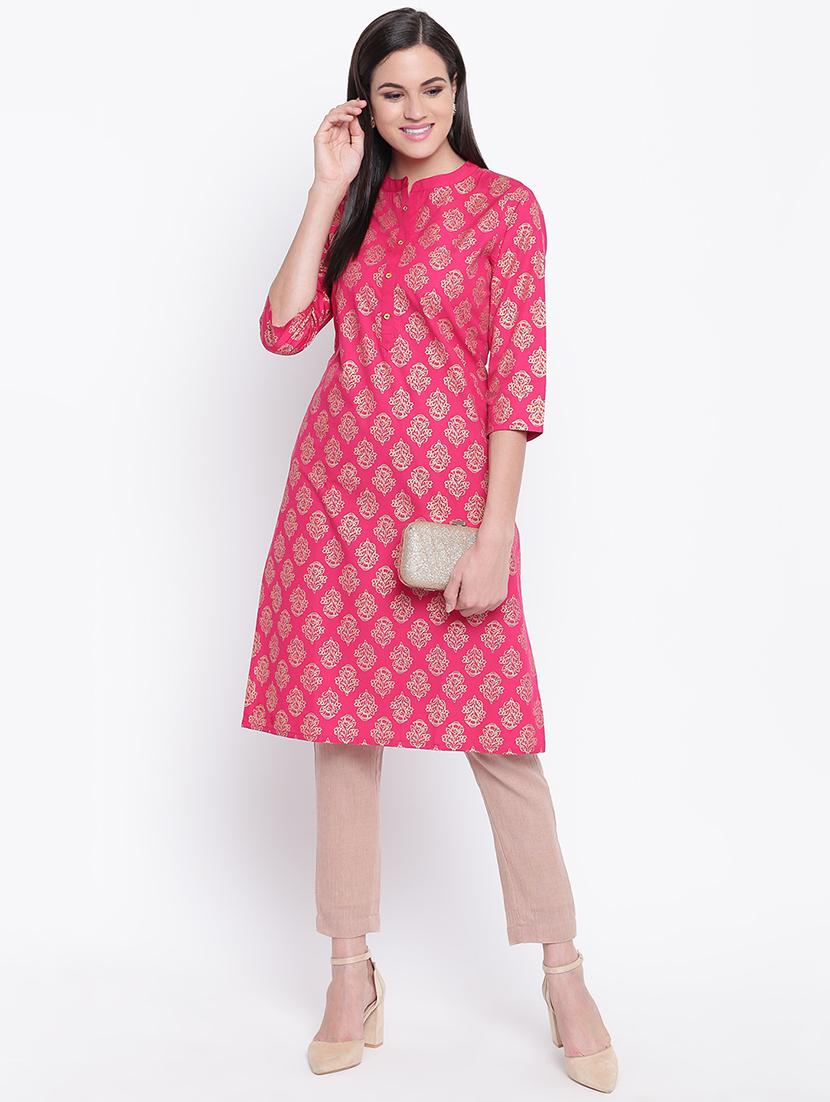 block print straight kurta - 16637680 - Zoom Image - 1