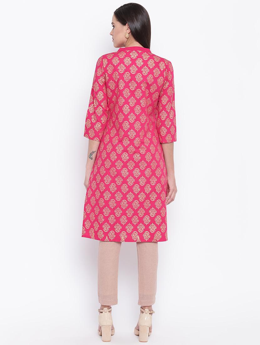 block print straight kurta - 16637680 - Zoom Image - 4