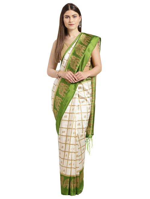 checkered woven saree with blouse - 16637700 - Standard Image - 1