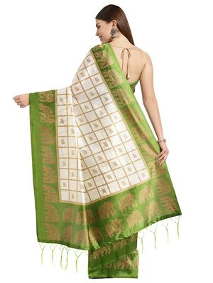 checkered woven saree with blouse - 16637700 - Standard Image - 2