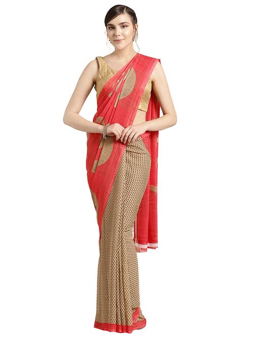 abstract printed saree with blouse - 16637812 - Standard Image - 1