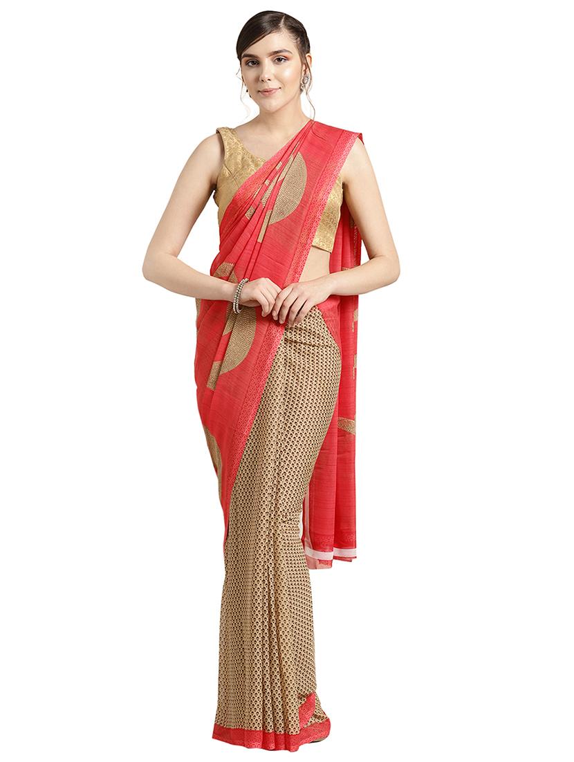 abstract printed saree with blouse - 16637812 - Zoom Image - 1