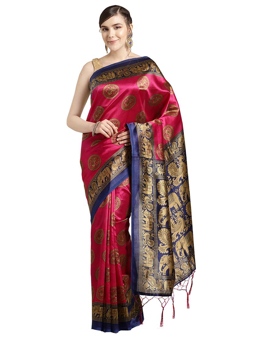 conversational woven saree with blouse - 16637830 - Zoom Image - 1