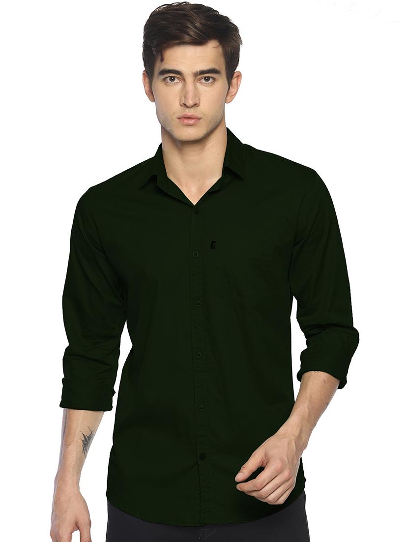 green solid casual shirt - 16637849 - Zoom Image - 1