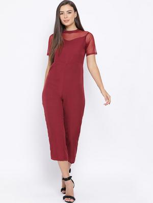 sheer panel solid jumpsuit - 16637895 - Standard Image - 2