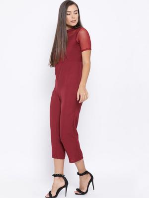sheer panel solid jumpsuit - 16637895 - Standard Image - 3