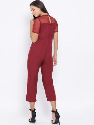 sheer panel solid jumpsuit - 16637895 - Standard Image - 4