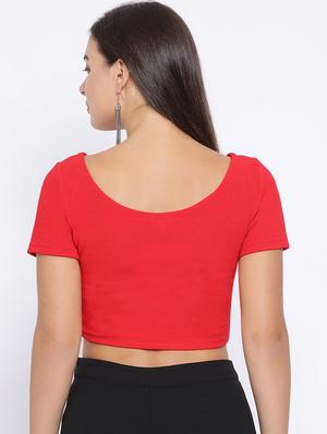 round neck solid crop top - 16637897 - Standard Image - 4
