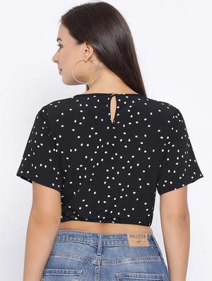 boat neck polka dot crop top - 16637898 - Standard Image - 4