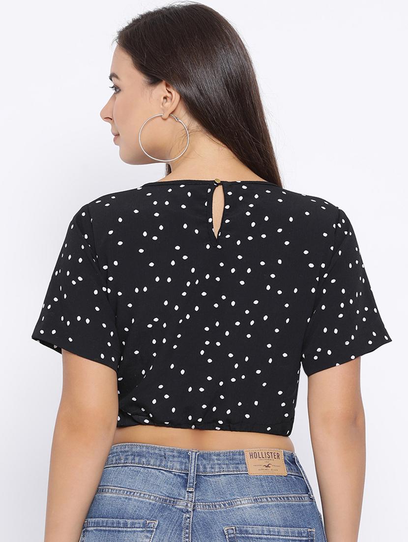 boat neck polka dot crop top - 16637898 - Zoom Image - 4