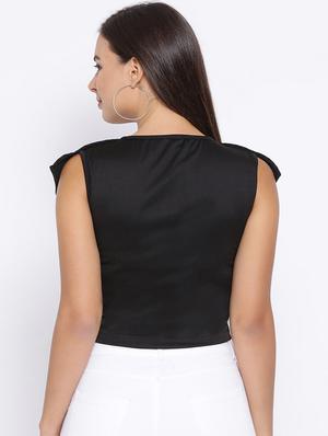 v-neck solid crop top - 16637900 - Standard Image - 4