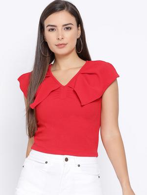v-neck solid crop top - 16637901 - Standard Image - 2