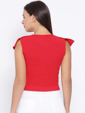 v-neck solid crop top - 16637901 - Standard Image - 4