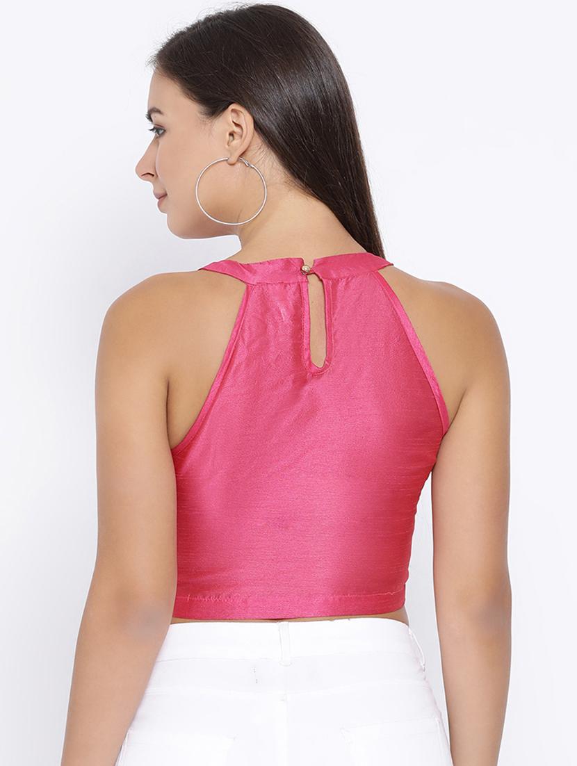 halter neck solid crop top - 16637907 - Zoom Image - 4
