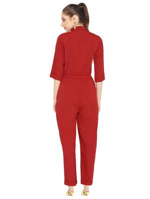 tie front solid jumpsuit - 16637948 - Standard Image - 2