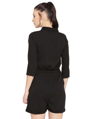 tie front solid romper - 16637954 - Standard Image - 3