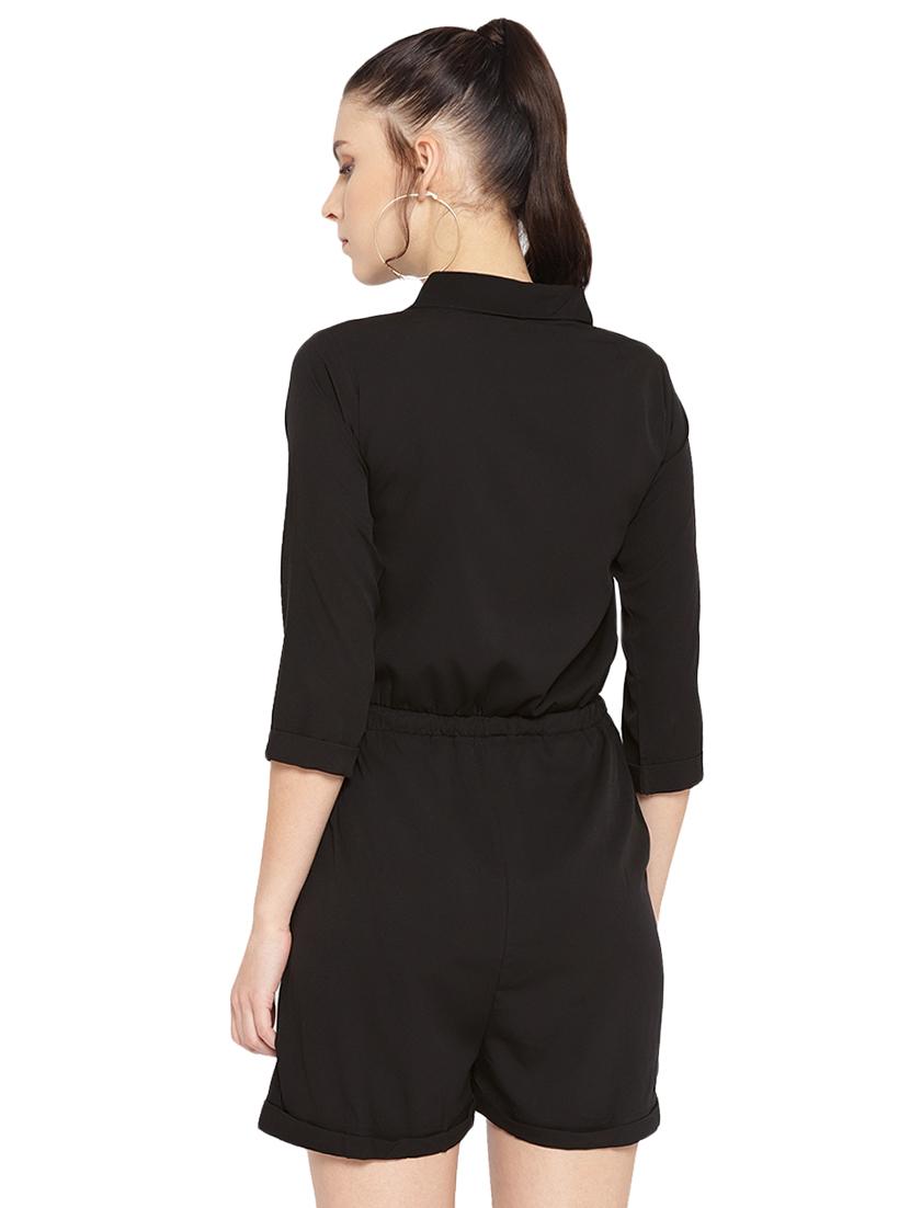 tie front solid romper - 16637954 - Zoom Image - 3