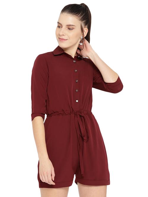 tie front solid romper - 16637956 - Standard Image - 1