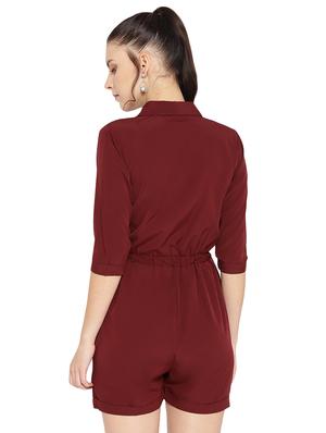 tie front solid romper - 16637956 - Standard Image - 3