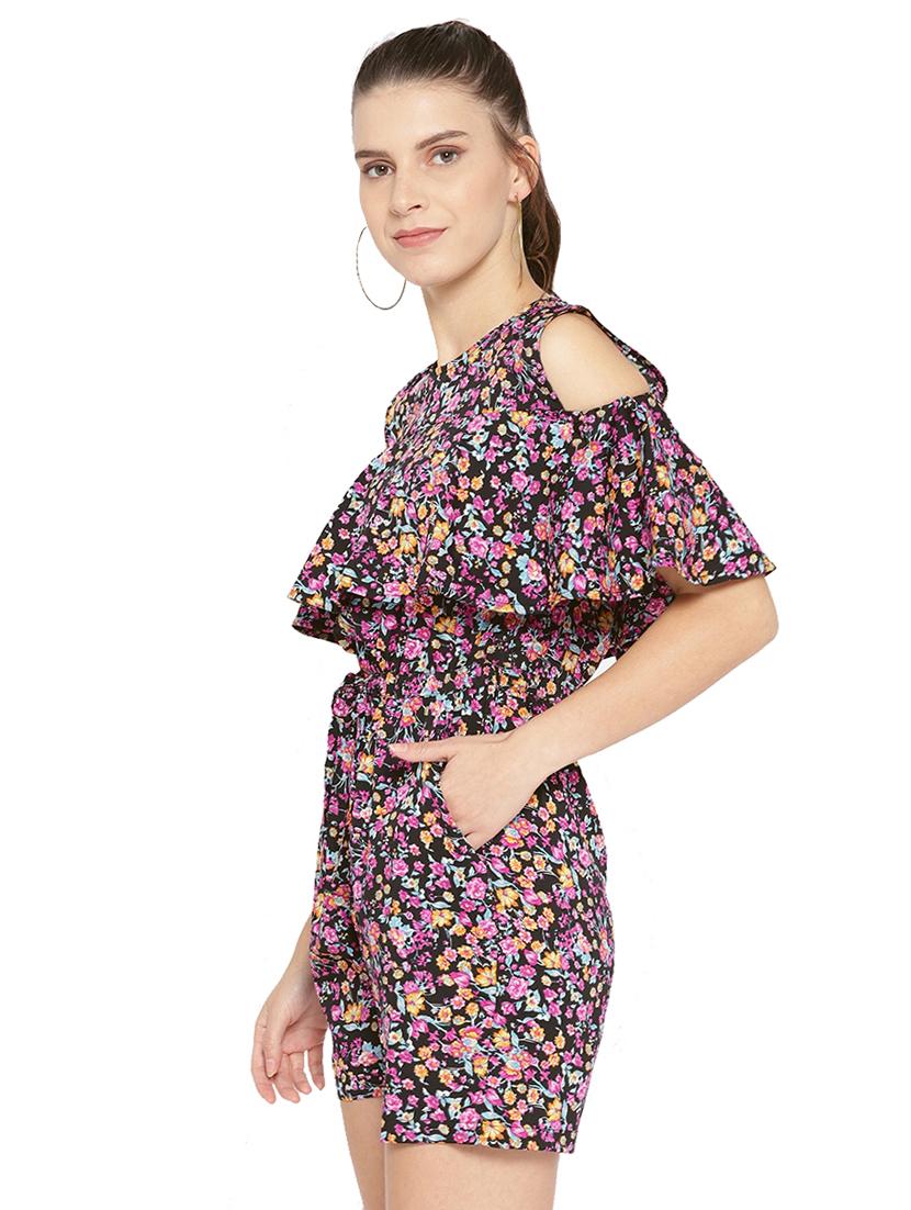 cold shoulder floral romper - 16637958 - Zoom Image - 2
