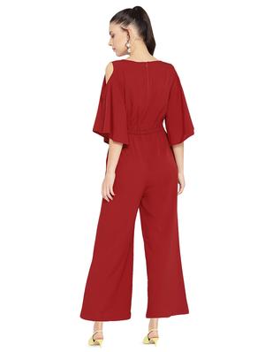 cold shoulder tie front jumpsuit - 16637969 - Standard Image - 2