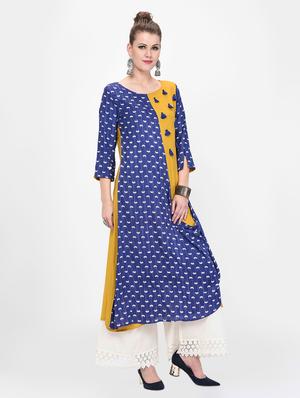 cowl contrast a-line kurta - 16638030 - Standard Image - 2