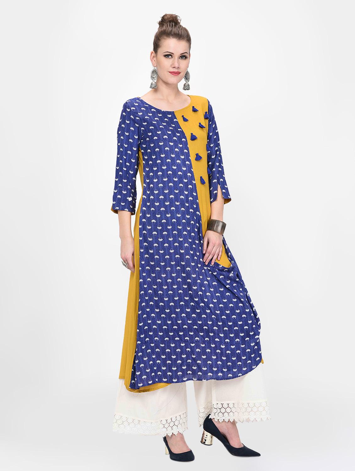 cowl contrast a-line kurta - 16638030 - Zoom Image - 2